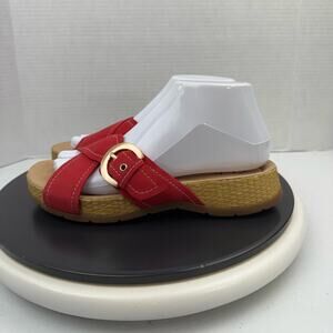 Clarks Reileigh May Sandals Womens Size 8M Red Nubuck Slide Slip On Shoes NEW